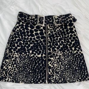 Topshop Belted Giraffe Print Denim Skirt size 2